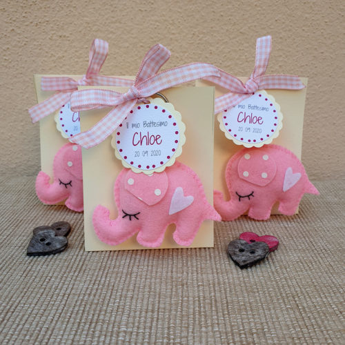 Bomboniera elefantino portachiavi rosa1