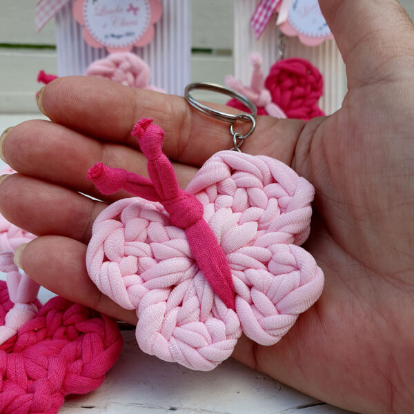 Farallina portachiavi crochet rosa